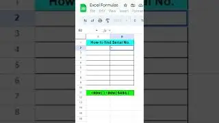 Serial No. Tricks I #serial #serialnumber #excelformulas #exceltutorial #excelvideos #tricks #tips