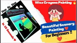 Imaginary Wax Crayon Painting 🔥|| Scenery Painting For Beginners ❤️ #scenerypainting #shorts