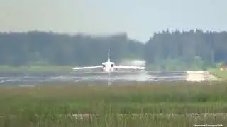 Take-off of the Russian strategic bombers TU-160.TU-22M3.TU-95m.