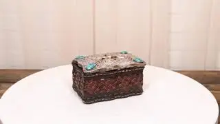 Ebros Rustic Western Longhorn Cow Skull Concho Tooled Leather Decorative Trinket Box