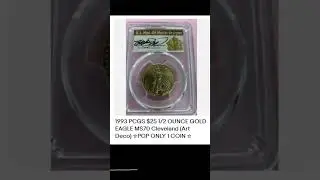 1993 PCGS $25 1/2 OUNCE GOLD EAGLE MS70 Cleveland (Art Deco) ☆POP ONLY 1 COIN ☆