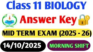 Class 11 Biology answer key 2025-26(Morning shift)Biology paper solution 2025/midterm exam2025