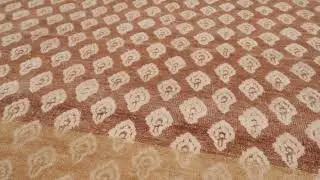 Rug & Kilim&rsquo;s Modern Block Print Rug Design in Brown with Beige-Cream Motifs -34939