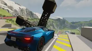 Cars VS Large Spinner #2 - BeamNG Drive - Car Jump Arena