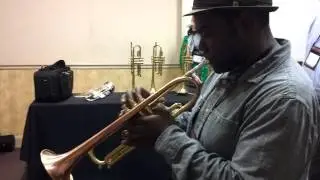 Matt Stewart trying out a Del Quadro Custom Trumpet
