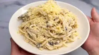 Delicious Pasta in Cream Sauce With Chicken and Mushrooms #asmr #food 