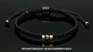 SkyLight Makramee-Armband &ndash; Schwarzer Rohdiamant & 585 Gold | KEONI SKY
