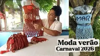 Moda ver&atilde;o/carnaval croch&ecirc; 2026: Cropped, Headpiece, Biqu&iacute;ni, Sa&iacute;da de praia, bolsa de Croch&ecirc;...