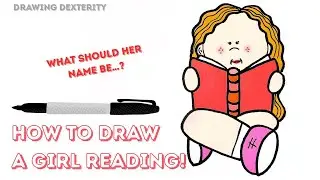 How to Draw a Cute Girl Reading a Book | Easy Drawing Tutorial