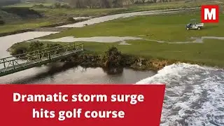 Storm surge hits Donegal golf course | Dramatic Storm Franklin video as winds & rain batter Ireland