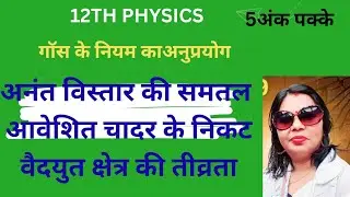 अनंत विस्तार की समतल आवेशित चादर के निकट वैदयुत क्षेत्र की तीव्रता । class 12 Physics 