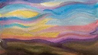 Stylized abstract sunset watercolor painting - a loose tutorial