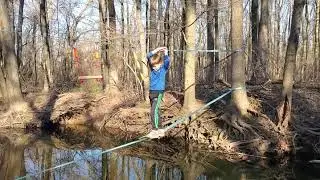 Stevie Slack Line Over The Creek Corona Virus March 2020