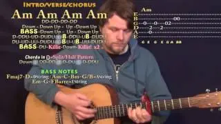 Moves (Big Sean) Guitar Lesson Chord Chart - Capo 6th - Am