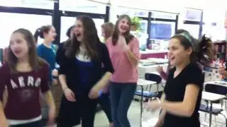 Students at Plum Grove Junior High School in Palatine IL Doing Laughter Yoga