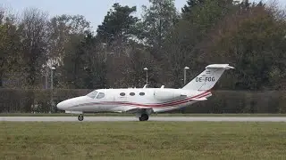 Encore: GlobeAir Cessna 510 Citation Mustang OE-FOG departing from Cambridge