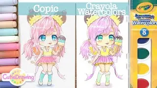 Drawing your Gachalife OC #58/Crayola Watercolors vs Copic marker/Ice cream girl