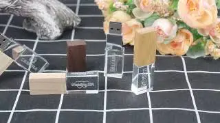 crystal usb flash drive with 3D custom logo for wedding supplies