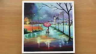 Daily Challenge #21 Lovely Couple with Umbrella Painting Step-by-step