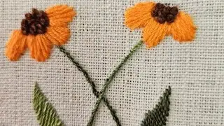 El nakışı çiçek, hand embroidery flower #hobby #embroidery #handbroidery 🧵🌻🪡