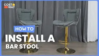 How to Install the Set of 2 Swivel Bar Stools Leathaire Bar Chairs | JV11138 #costway #howto