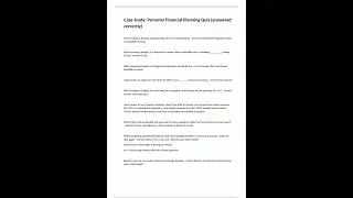 Case Study Personal Financial Planning Quiz answered correctly480
