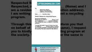 Request Letter for Recycling Program - Sample Letter Requesting a Recycling Program