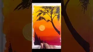 Sunset Painting Easy 😱 #shorts