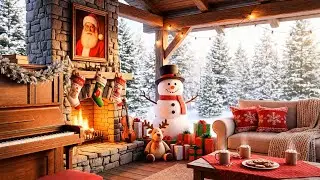 🔥Relaxing Music by Fireplace  ❄️Cozy Winter Ambience with Falling Snow #041