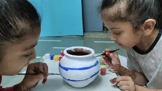 mataki decoration ||नीतिमेतु वाटर कलर से मटकी डेकोरेशन कर रहे हैं।