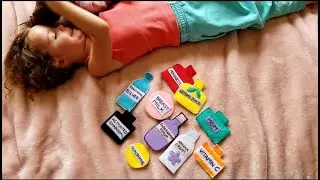 Making a Natural Health Toy kit, with Ocean and Lysander. 🧵☀️🧴👝