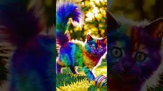 Fluffy Cat Milo and 🐾⚽ the colorful rubber ball  #cat #cute #kitten #cutecat