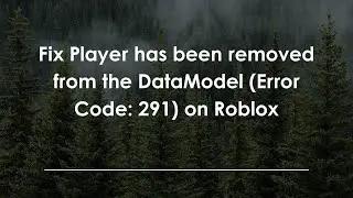 Fix Player has been removed from the DataModel (Error Code: 291) on Roblox