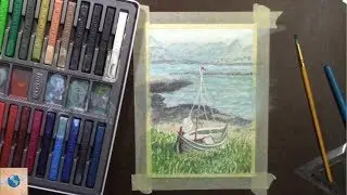 Beached Boat with inktense blocks