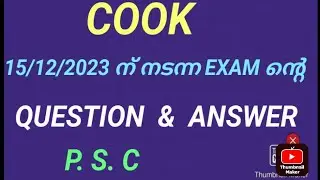 COOK. Question & Answer (Exam. 15/12/2023)