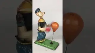 Popeye Punching Speed Bag Wind Up Toy 1950s by Chein