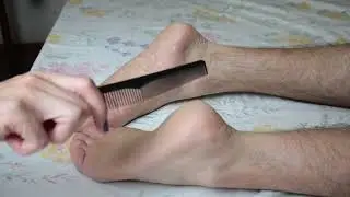 ASMR | Tickling feet with a cotton swab and a comb | How was his reaction?