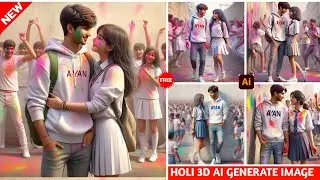 Create 3D Al School girl Holi Playing with Boy Image Creator 2024 | Trending Bing Image