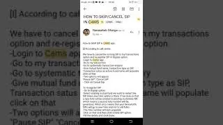HOW TO SKIP OR CANCEL SIP IN CAMS APP