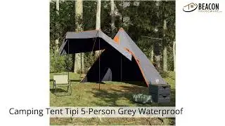 Camping Tent Tipi 5-Person Grey Waterproof