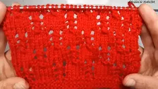 Узор спицами в две спицы с ажурным узором 🌷