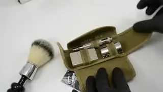 Replated 1919 Gillette Khaki Old Type Safety Razor Set & Restored 21mm Shave Brush