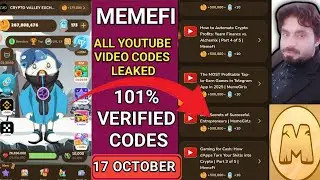 17 OCTOBER MEMEFI ALL VIDEO CODES TODAY | 101% VERIFIED CODES | MEMEFI ALL YOUTUBE VIDEO CODES,