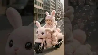 Funny Baby Riding a Bunny Bike 🐰🏍️