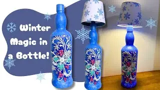 DIY Bottle Art | Unique Vase & Table Lamp Using Waste Bottle | Christmas & Winter Home D&eacute;cor Ideas
