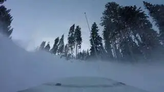snowboarding bansko with action camera go pro back side view