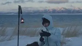 Sayram Lake hiking in snow with ACERA Harmony Travel Mug