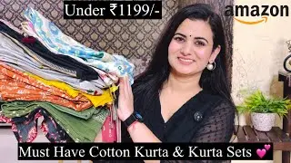 Must Have Amazon Kurta Set Haul, Embroidered Kurta Pant Set With Dupatta, Cotton Kurta Palazzo Set