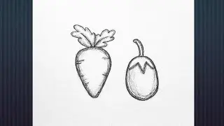 Sketch Brinjal & Carrot #SjetchArt#Easy Drawing With pencil#pure pencil Art#easy#art #