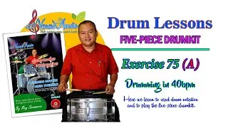 (Exercise 75A) Five Piece Drumkit - Closed Hi Hat Snare & Bass Drum (40bpm) #drumlessons